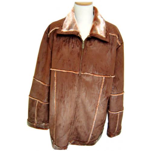 Prestige Chocolate Suede Leather Coat with Fur
